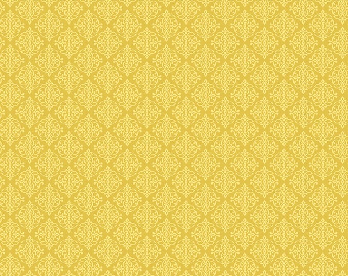 Blue & White Elegance Mini Medallion Fabric // Benartex 3277-34 Yellow by the HALF YARD