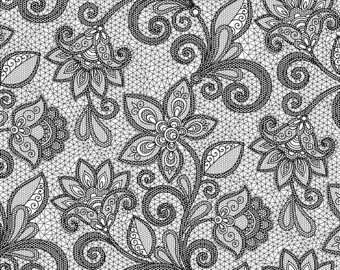 BIANCO E NERO  Paisley Floral Fabric // Quilting Treasures 29644-Z by the Half Yard