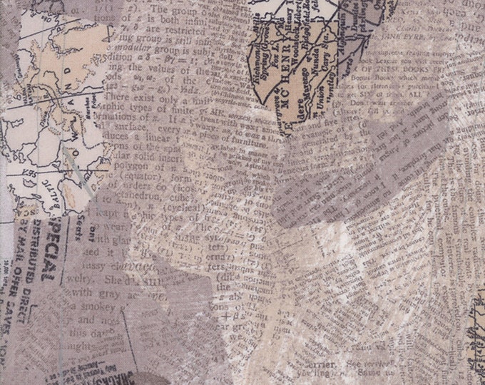 Compositions Map Fabric // BasicGrey // Moda Fabrics 30450 14 Taupe by the HALF YARD