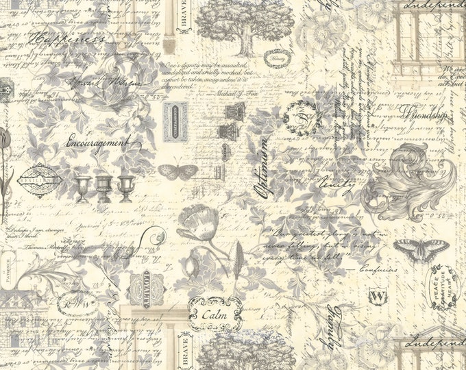3 Sisters Favorite Collections Etchings Collage Fabric // Moda 44370 11 Charcoal by the HALF YARD