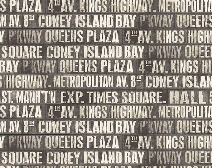 Tim Holtz Monochrome Subway Signs Fabric // FreeSpirit PWTH173.CHARCOAL by the Half Yard