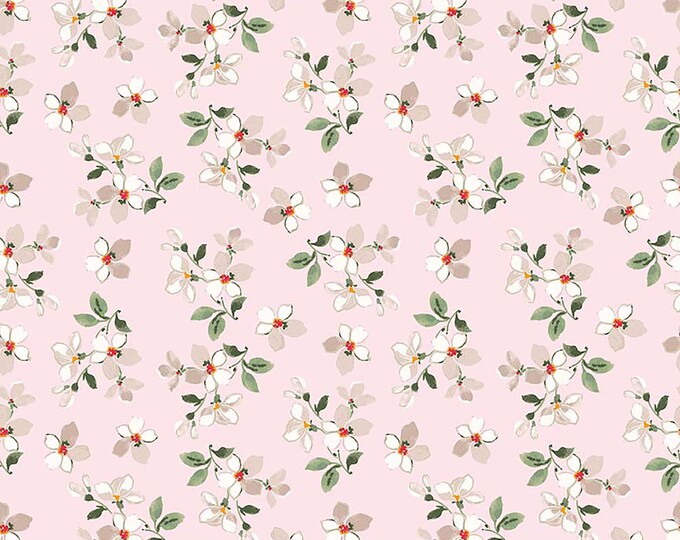 REMNANT 8" Farmhouse Floral Toss Fabric by Nancy Zieman for Penny Rose & Riley Blake Designs C6884-PINK
