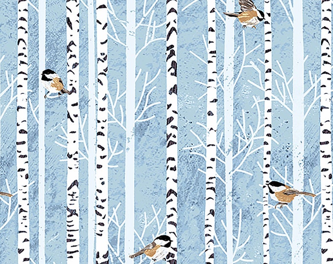 Woodland Winter Feathered Friends Fabric // Andover A-9749-B by the Half Yard