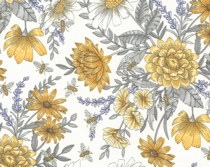 Honey Lavender All Over Floral Bees Fabric // Moda 56083 11 by the Half Yard