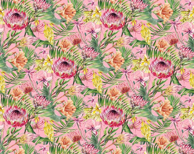 Flamingo Bay Pink Floral Fabric // Northcott 24294-21 by the Half Yard