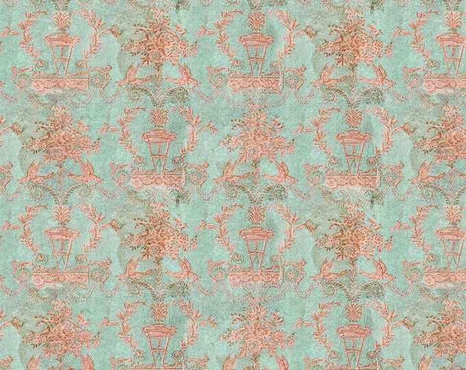 Tim Holtz Teal Palette Wallpaper Fabric // FreeSpirit PWTH277.TEAL by the Half Yard