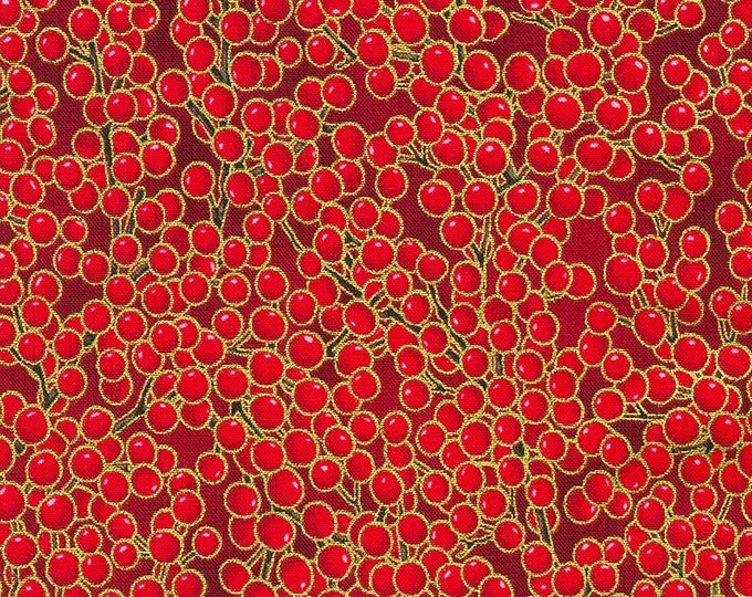 Holiday Flourish Snow Flower Fabric // Robert Kaufman SRKM21604-113 Cranberry by the Half Yard