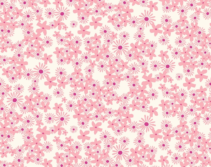 Painted Petals Daisy Fields Fabric // Clothworks Y3074-57 Cream by the HALF YARD