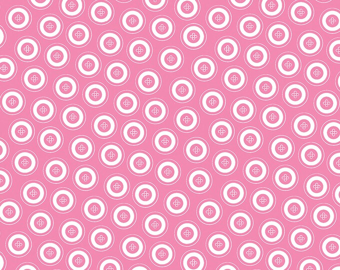 My Happy Place Dotty Pink Buttons Fabric by Cherry Guidry for Contempo 7595-22 by the Half Yard