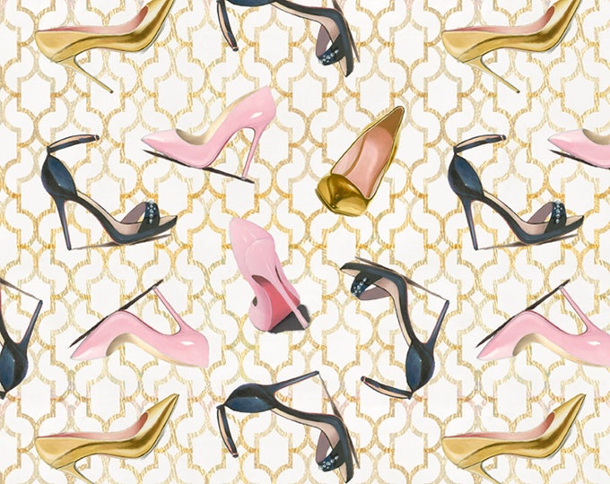 Forever Fashion Glam Heels Fabric // David Textiles DT-5500-8C-1 by the Half Yard