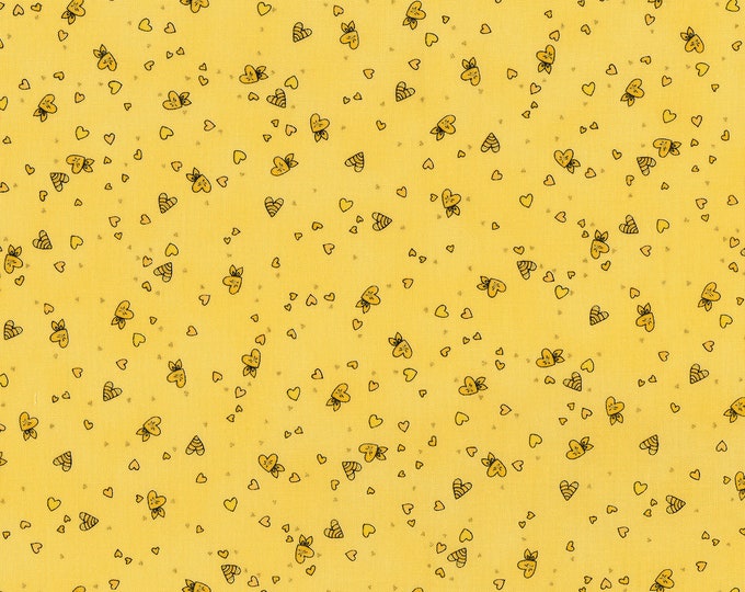 Doodle Pop Mini Yellow Metallic Fabric // RJR Studios 3382-004 by the Half Yard
