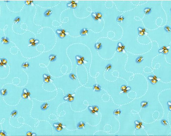 Quilting Bee Fabric Buzzing Bees on a Blue Background by Red Rooster per Half Yard 4654 26335 Blu1