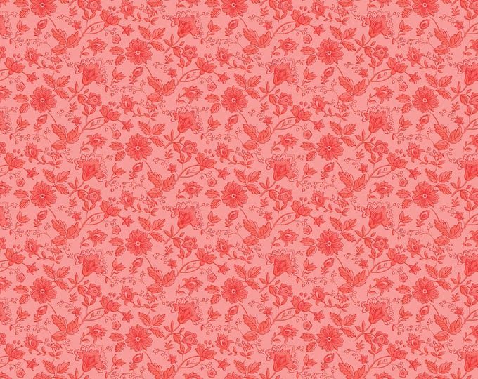 A Beautiful Life Rose Brocade Fabric // Benartex 16025-27 Dark Peach by the HALF YARD