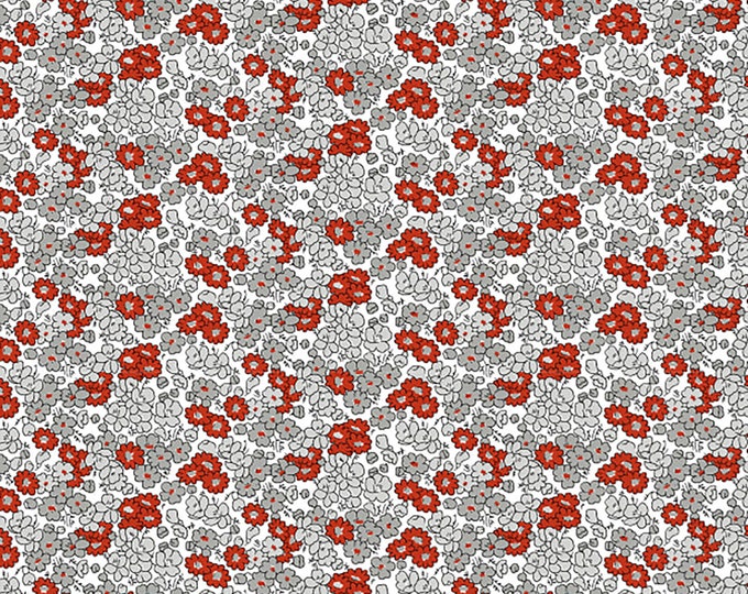 Tiny Print Nation Flowers Grey Packed Floral Fabric // Clothworks Y2686-6 by the HALF YARD