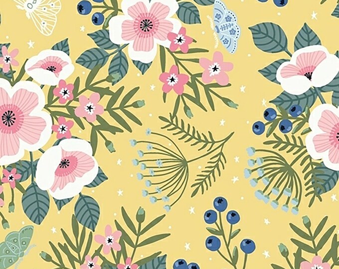 Meadow Whispers Flowers Fabric Glow // Windham Fabrics 51941-3 by the HALF YARD