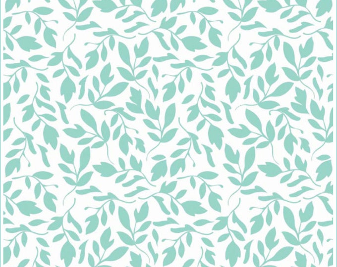 SALE Primrose Garden Aqua Leaf Fabric by Carina Gardner for Riley Blake Designs C4043 PER yard