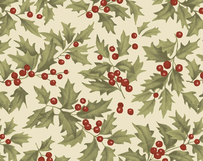 Let Nature Sing Holly Fabric // Clothworks Y2985-59 Butter by the HALF YARD