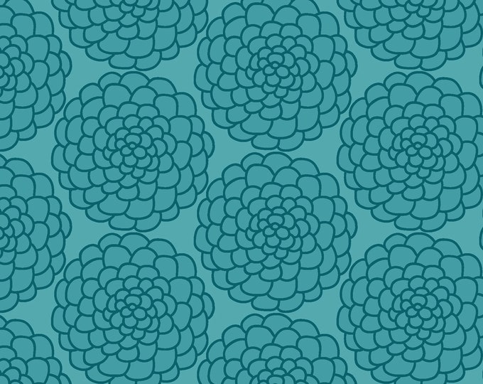 Marigold Mabon Teal Fabric // Contempo 01820-84 by the Half Yard