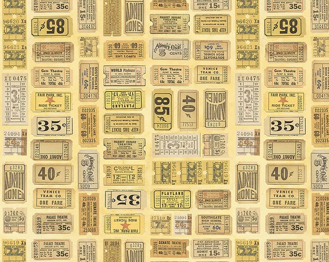 Tim Holtz Yellow Palette Tickets Fabric // FreeSpirit PWTH242.YELLOW by the Half Yard