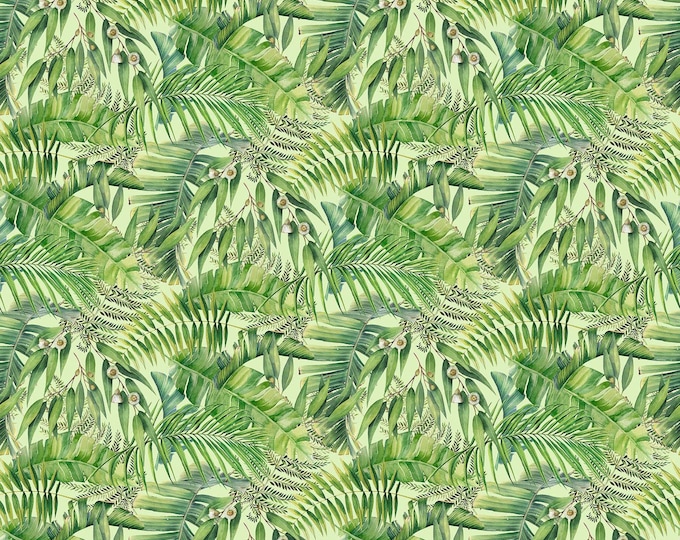 Flamingo Bay Packed Leaves Fabric // Northcott 24295-72 by the Half Yard