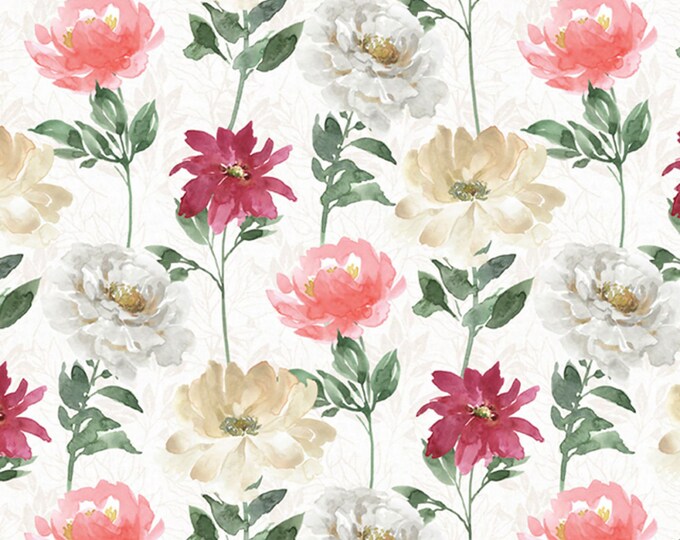 Spring Florals Floral Pattern Fabric // David Textiles DATWA-5911-0C-1 by the HALF YARD
