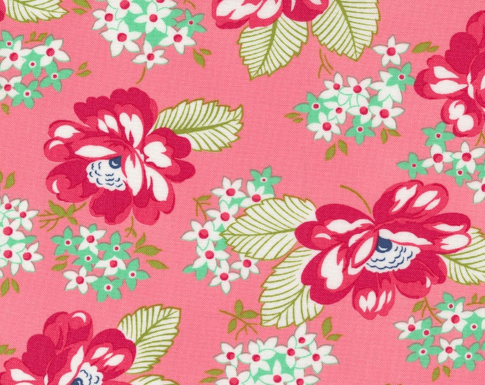 One Fine Day Vintage Floral Fabric // Moda 55230 14 Pink by the Half Yard