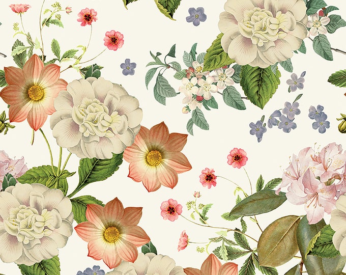 Springtime Main Floral Fabric // Riley Blake Designs CD12810-Cream by the HALF YARD
