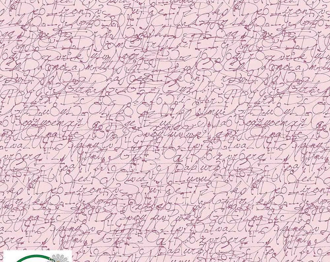 Quilters Coordinates Cursive Text Fabric Pink by STOF by the Half Yard
