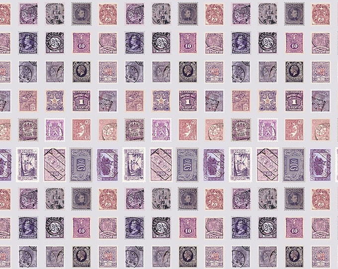 Tim Holtz Purple Palette Stamps Fabric // FreeSpirit PWTH301.PURPLE by the Half Yard