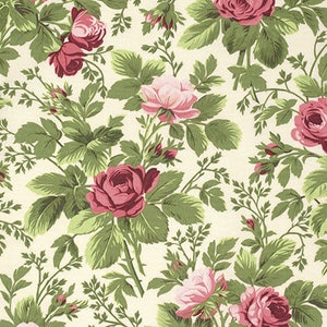 SALE Indigo Rose Fabric Bloomfield // FreeSpirit PWVM130.VANIL
