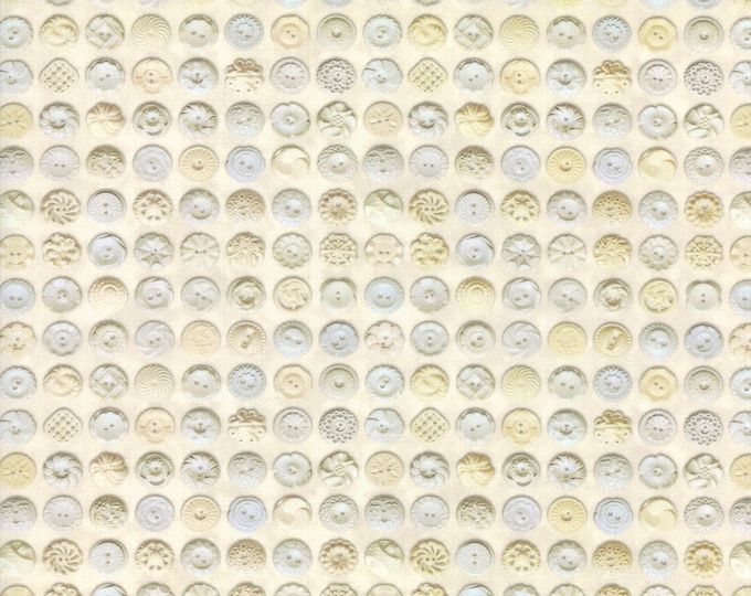 Flea Market Mix Bakelite Buttons Fabric // Moda 7356 21D Cream by the Half Yard
