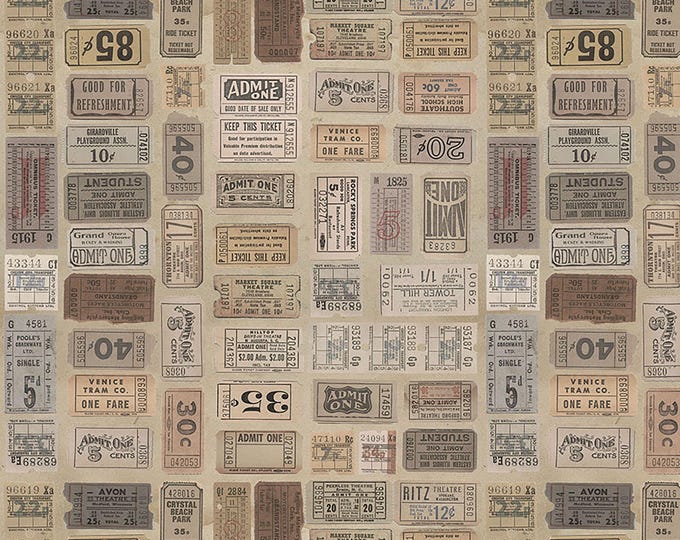 Tim Holtz NEUTRAL Palette Tickets Fabric // FreeSpirit PWTH252.NEUTRAL by the Half Yard