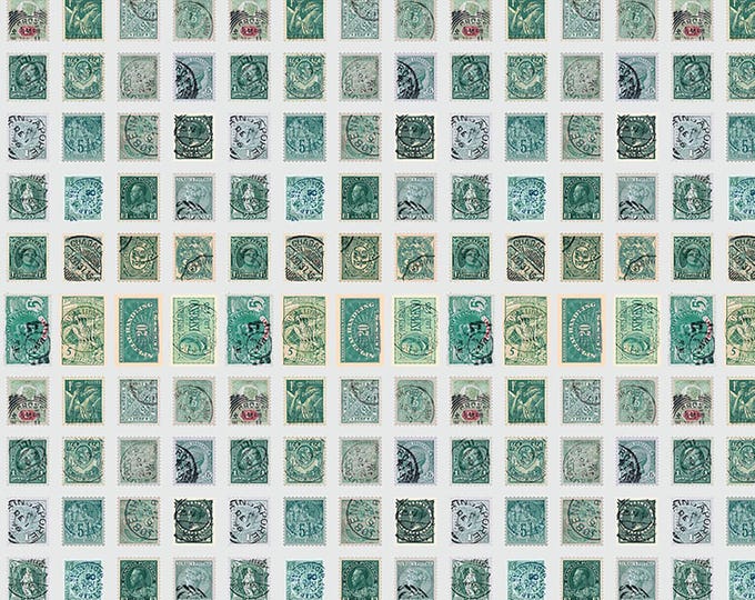 Tim Holtz Teal Palette Stamps Fabric // FreeSpirit PWTH271.TEAL by the Half Yard