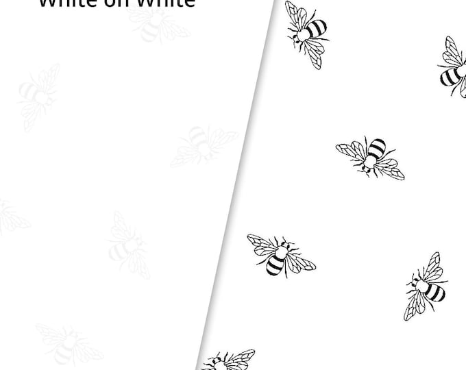 P&B Textiles Ramblings Spring Bees White on White Fabric RAMS4211-W by the HALF YARD