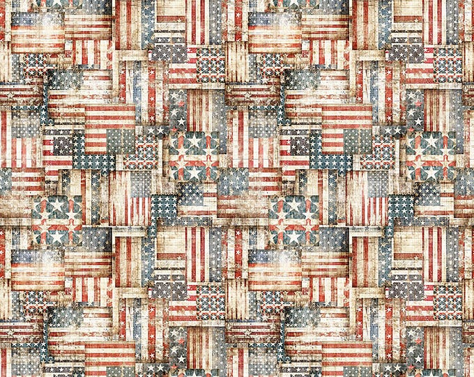 American Country Flag Patchwork Fabric // Quilting Treasures 31995-E