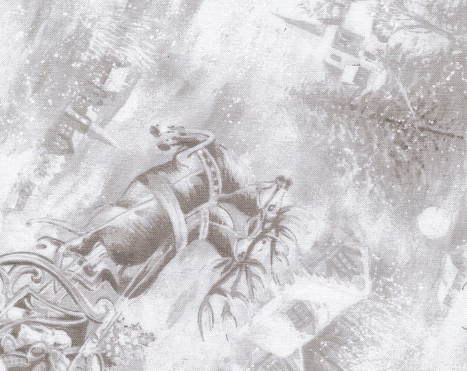 Blizzard Blues Santas Sleigh Ride Fabric // Moda 33670 15 Moonbeam by the HALF YARD