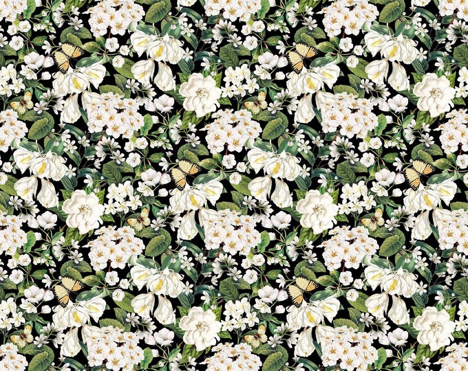 SALE Bouquet Packed Floral Fabric // Northcott Studio DP23088-99 by the YARD