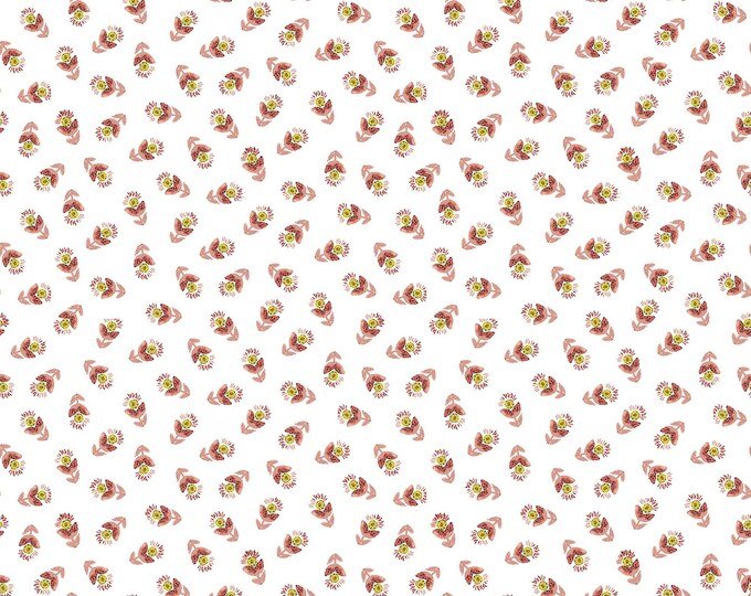 Soul Shine & Daydreams Tossed Flowers Fabric // Benartex 10351-02 Light Coral by the HALF YARD