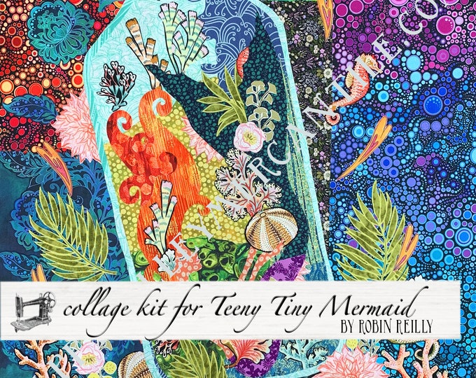 Mermaid Collage Fabric Bundle for Laura Heine's Teeny Tiny Pattern #4 FBWTT4 // Certified Laura Heine Instructor