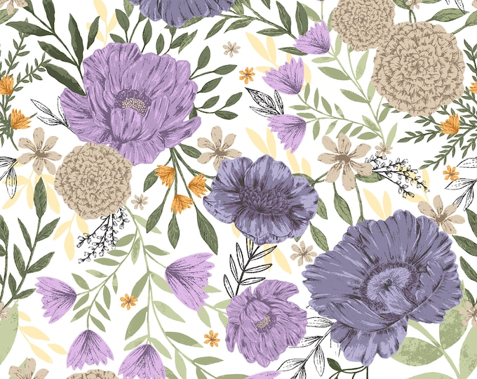 Twilight Meadows Lavish Blooms Fabric // by the Half Yard // RJR Studios JM300-AM2