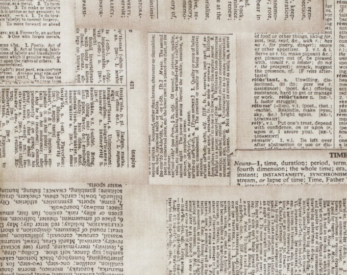 Tim Holtz Foundations Dictionary Fabric Eclectic Elements // FreeSpirit PWTH008NEUTRAL by the Half Yard