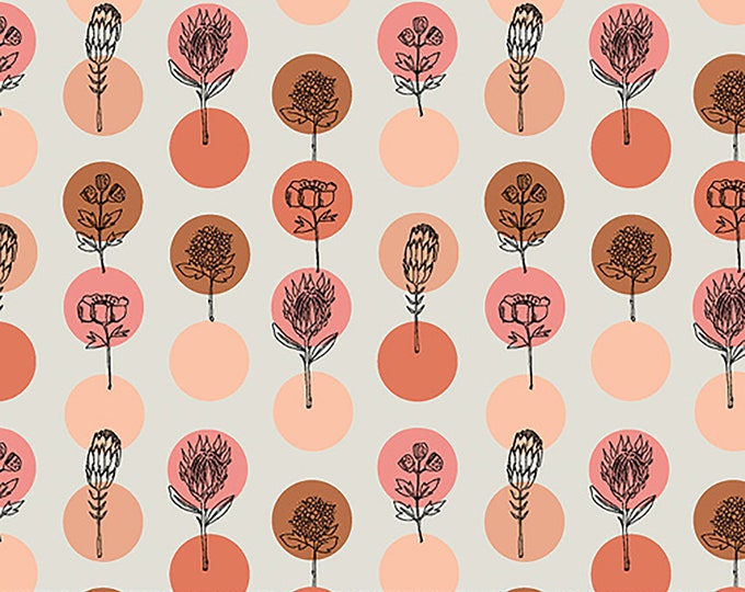 Jaye Bird Protea Polkas Fabric // Windham 53274-10 Coral by the Half Yard