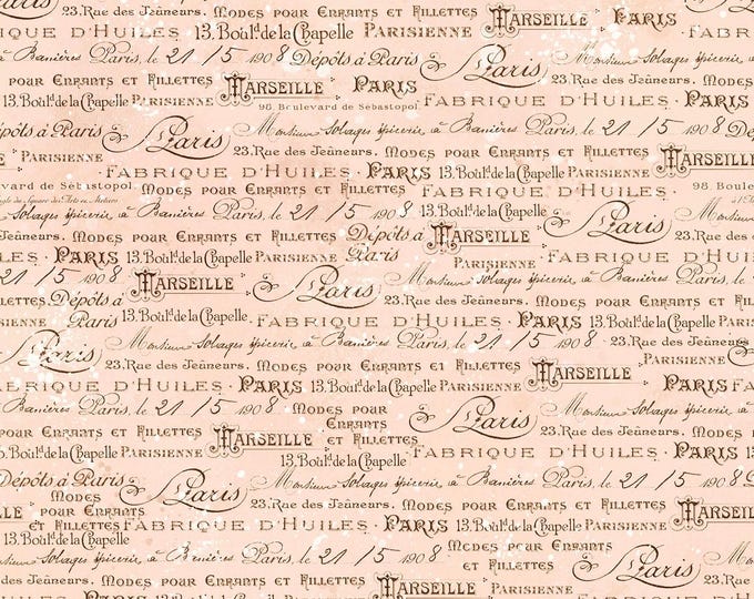Parisian Snippets Script Fabric // Blank Quilting 4292-22 Light Pink by the Half Yard