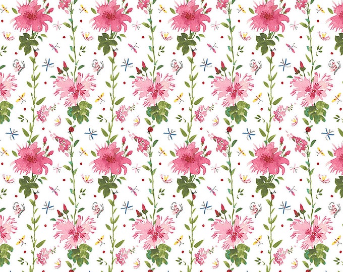 LadyBird Tiny Flower Stripe Fabric // FreeSpirit PWDF318.WHITE by the Half Yard