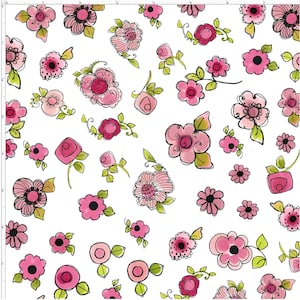 Parlor Posies Fabric // Loralie Designs White 692-2571 by the Half Yard