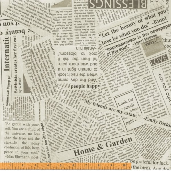 Story Paint Spackle NewsPrint Fabric // Carrie Bloomston // Windham Fabrics 36530B-5 by the HALF YARD