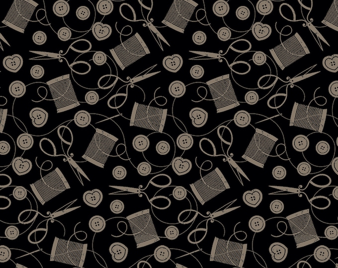 Love You Sew Tossed Scissors & Spools Fabric // StudioE 6625-99 by the Half Yard