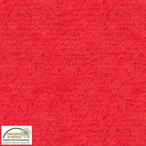 Quilters Coordinates Cursive Text Fabric Red by STOF by the Half Yard