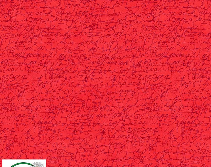 Quilters Coordinates Cursive Text Fabric Red by STOF by the Half Yard