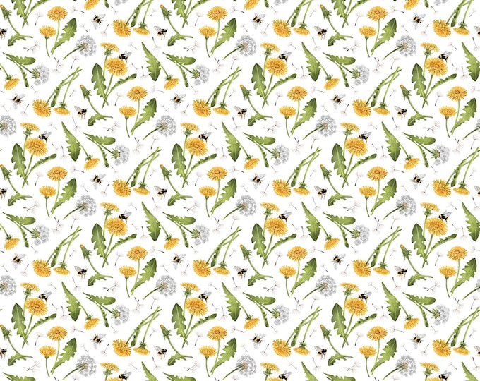 Beecroft Dandelion Toss Fabric // Northcott Studio 26672-10 by the HALF YARD
